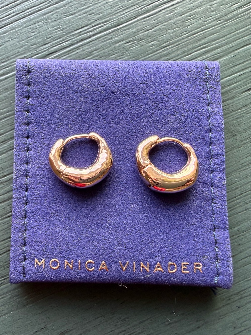 Monica Vinader Deia Huggie Earrings 18k Rose Gold Vermeil